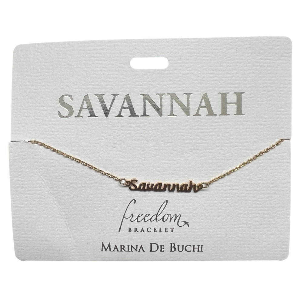 Marina De Buchi Personalized Luxe Name Savannah Freedom Bracelet Jewelry NWT